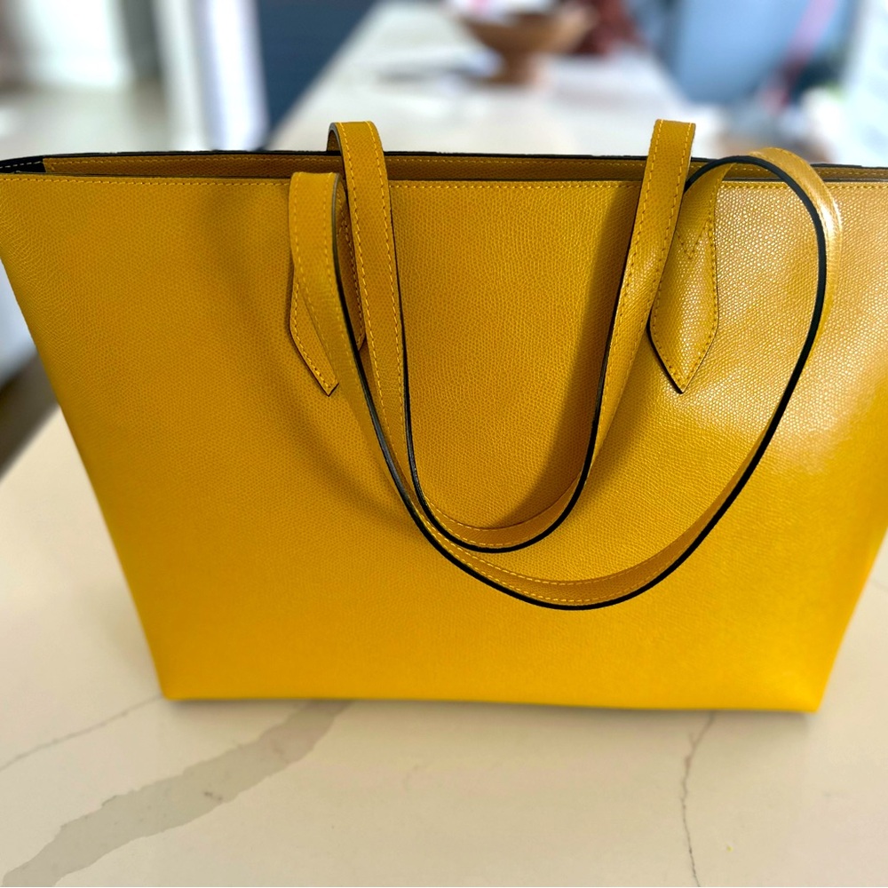 Cuir Rose Tote, Made In Italy, Rich Yellow Leather